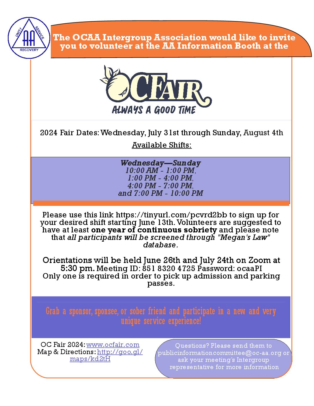 Events for July 16, 2025 Orange County Intergroup Association